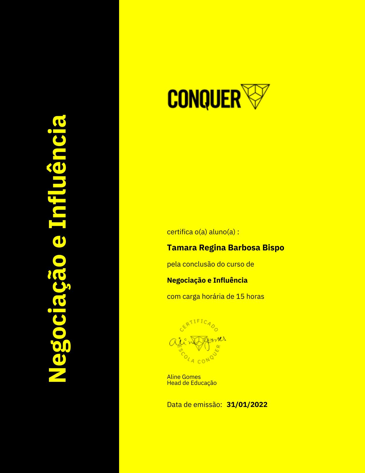 Certificado de Negociação e Influência
